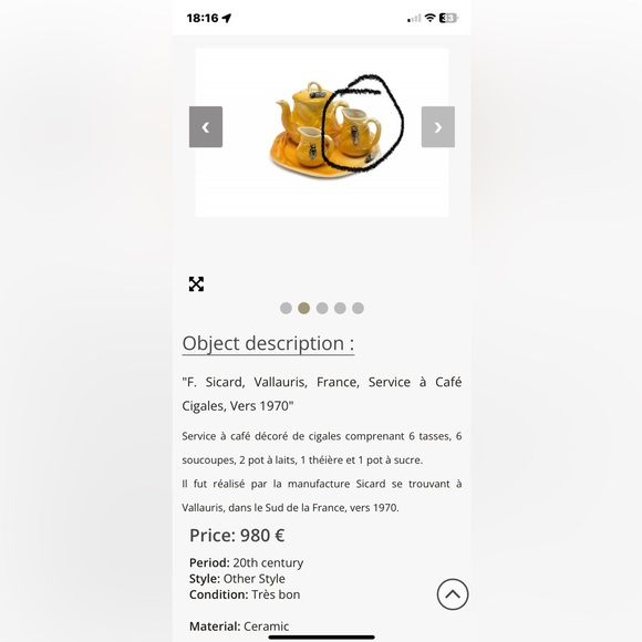 Vintage Provençal F. Sicard 1/2 tasse cup + saucer & milk pot! - Picture 15 of 17